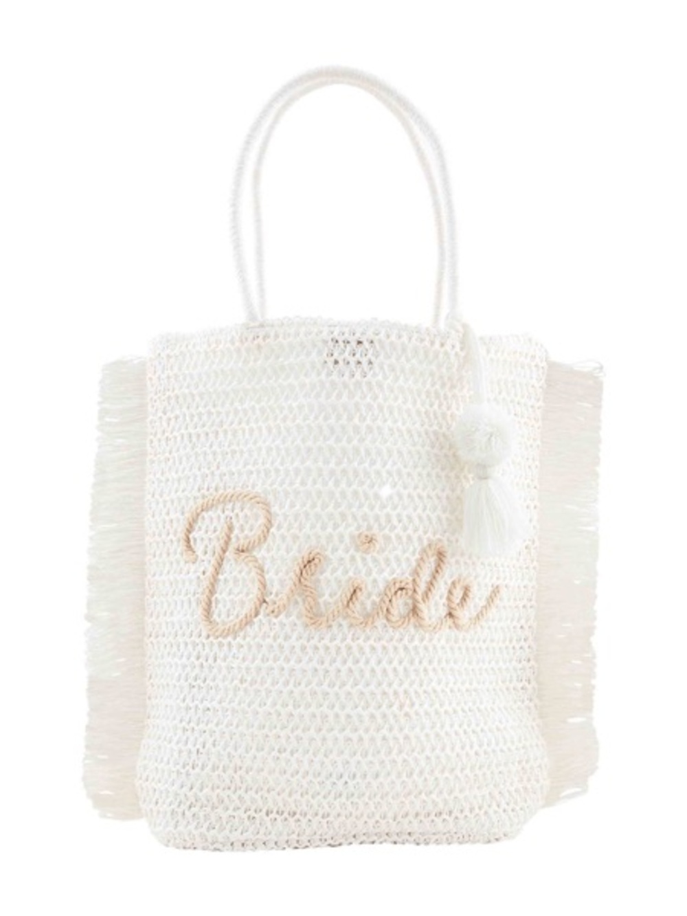 NWT White Mud Pie Cream Crochet Bride Shoulder Tote with Tassel Bridal Wedding